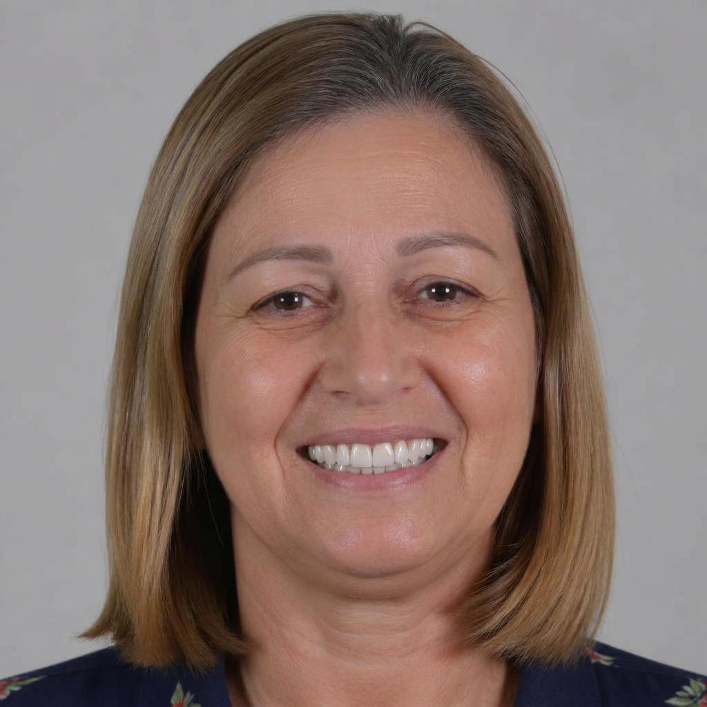 Márcia, 55 anos após reabilitação com implantes dentários